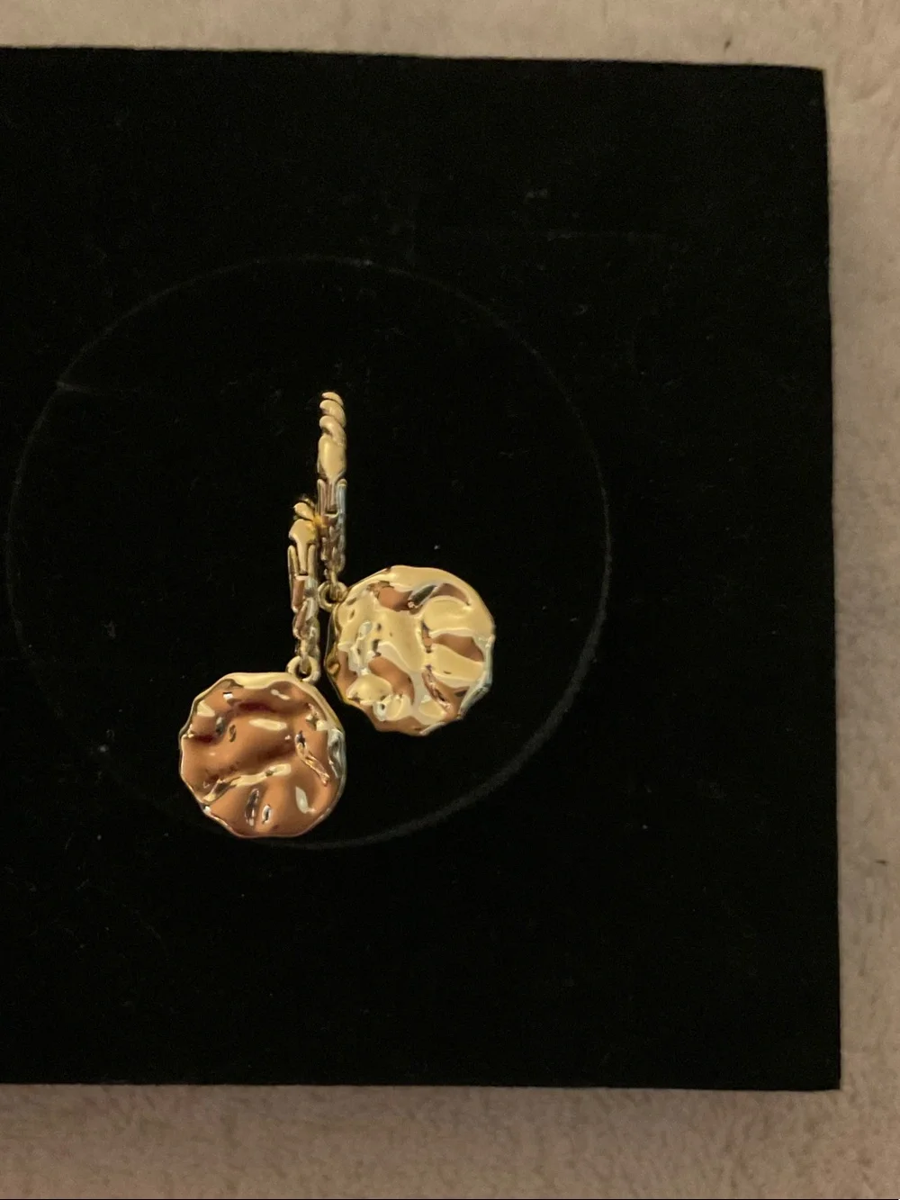 Hammered Gold Disc Drop Earrings - Women Jewelry